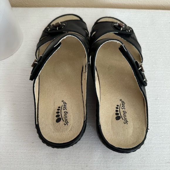 Spring Step Amina Black Leather Wedge Comfort Slide Sandals Woman’s EU38 US7.5-8 - Picture 10 of 13